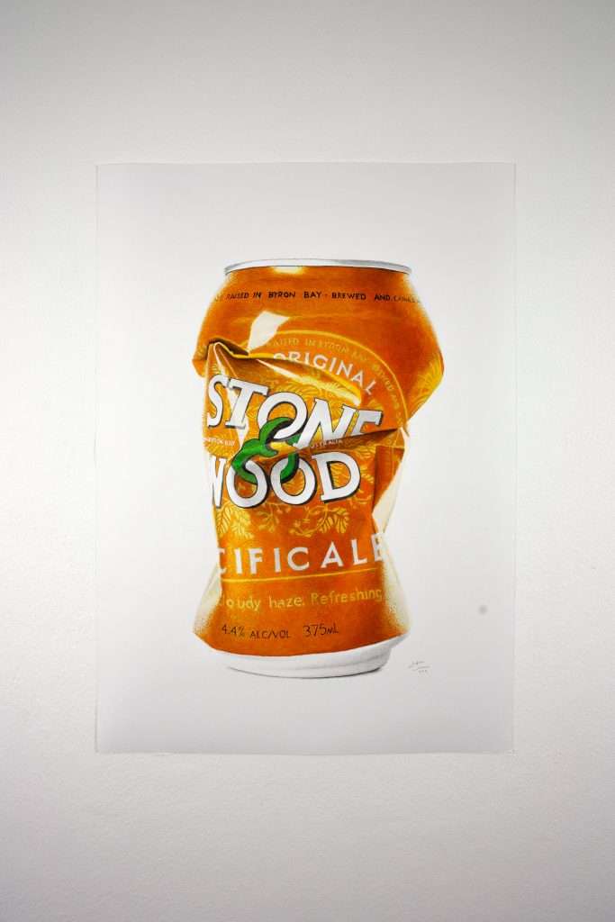 Stone & Wood Pacific Ale beer can original drawing by Dean Spinks