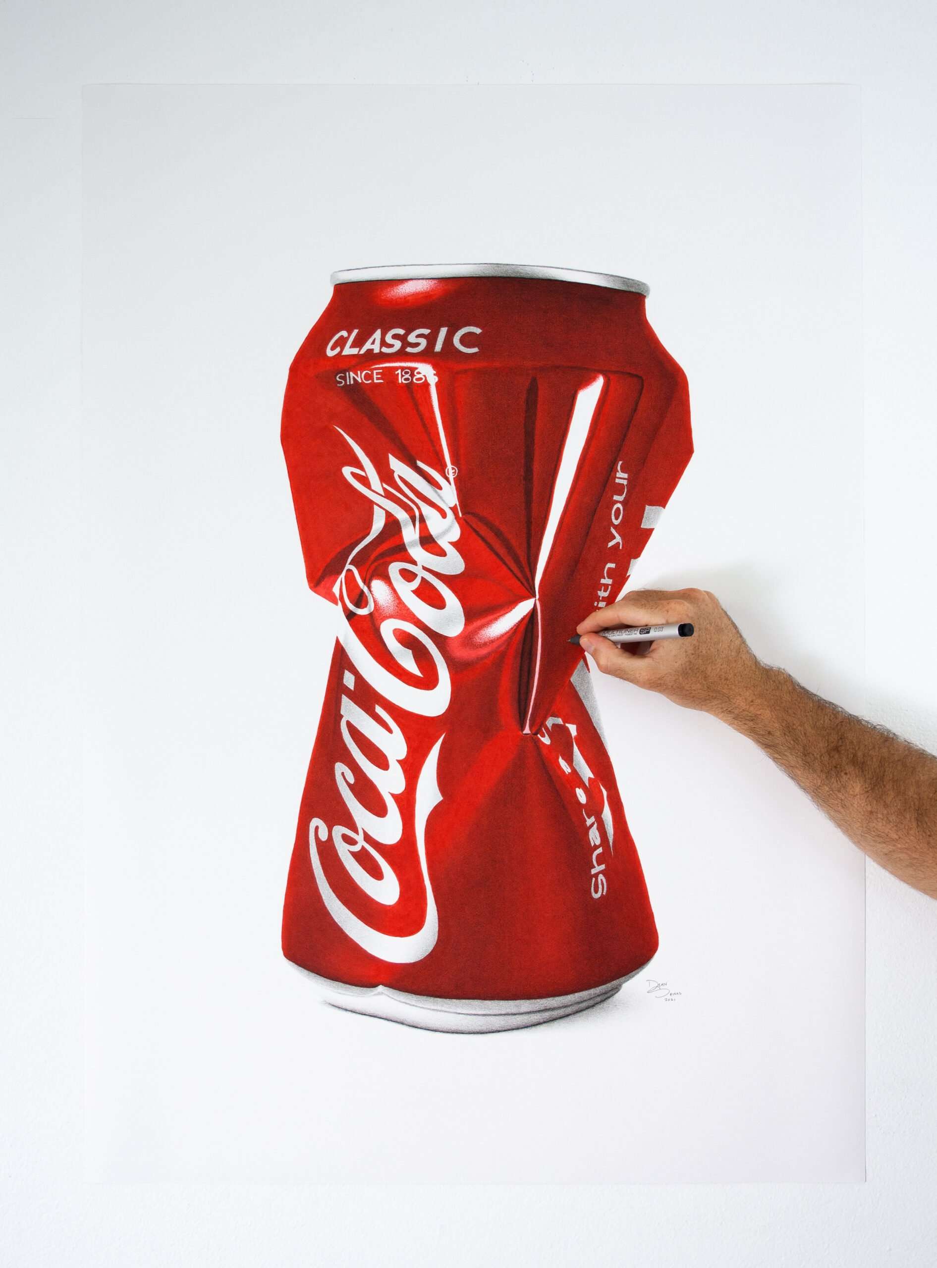 Coca-Cola Crushed Can Print – Photorealistic Pop Art | Dean Spinks Art