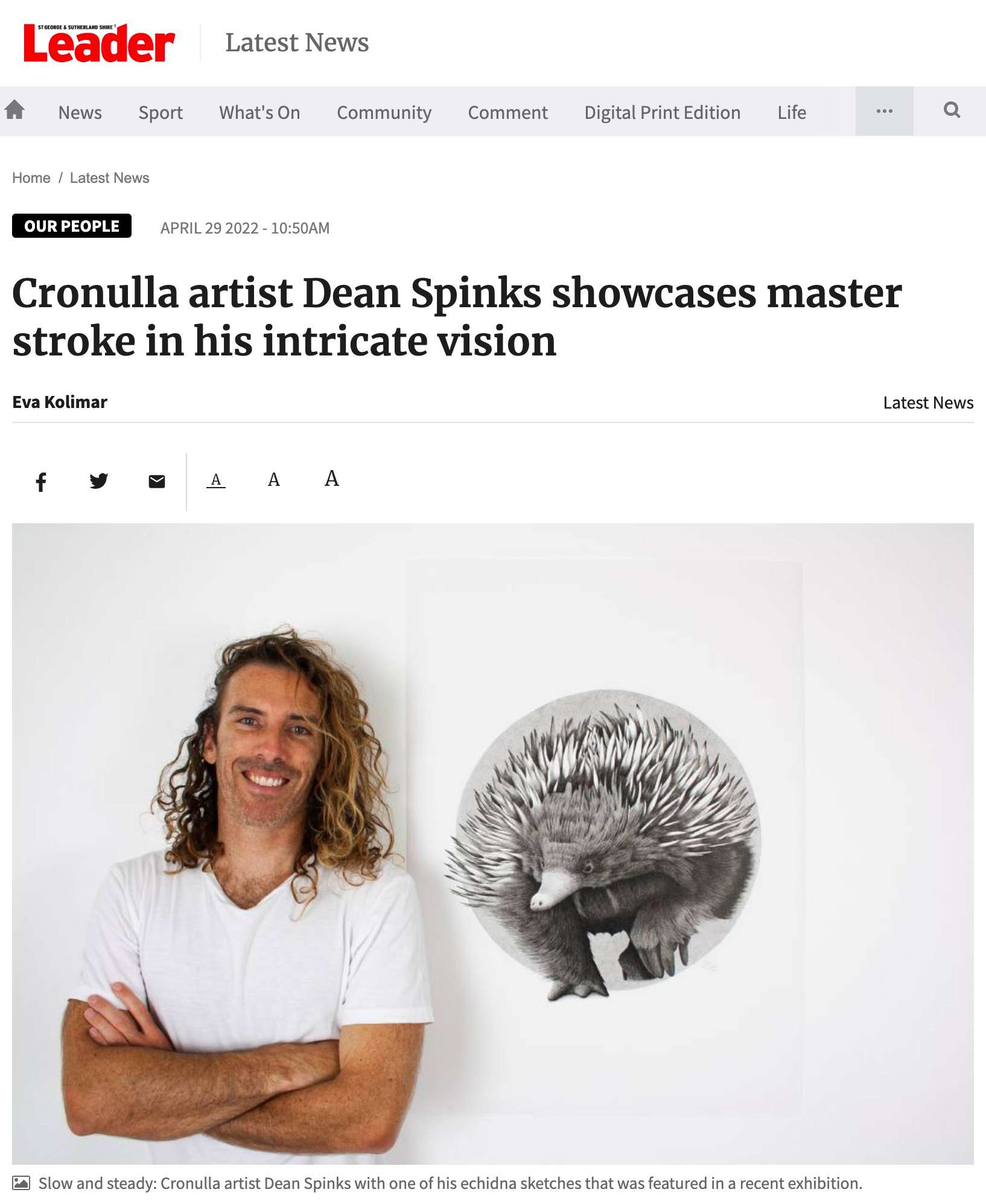 The Leader news article artist profile