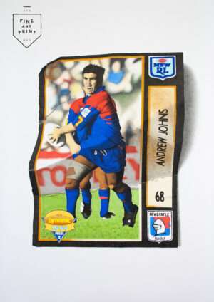 Photorealistic art print of Andrew Johns 1994 Newcastle Knights footy card by Dean Spinks